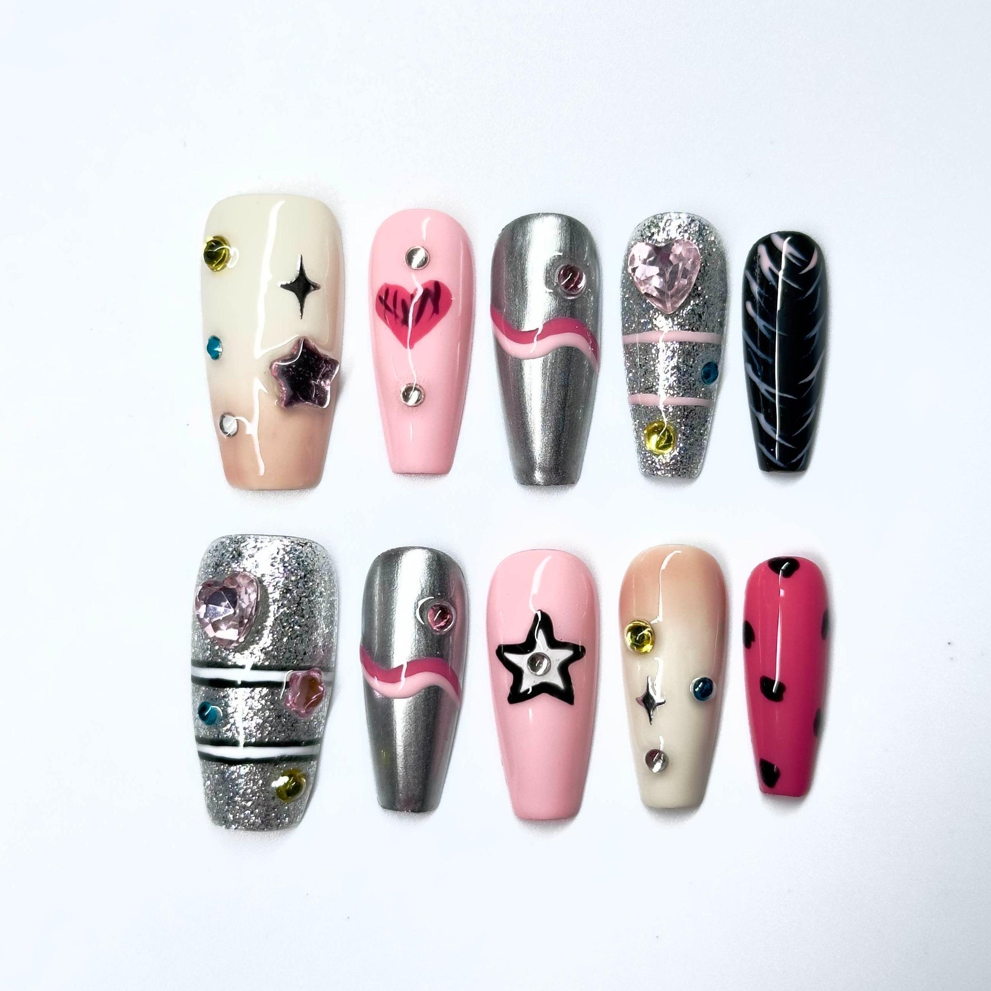 NailPopz STARPOP LAND - Handmade 3D Press-On Nails | Durable, Reusable, and Salon-Grade Finish
