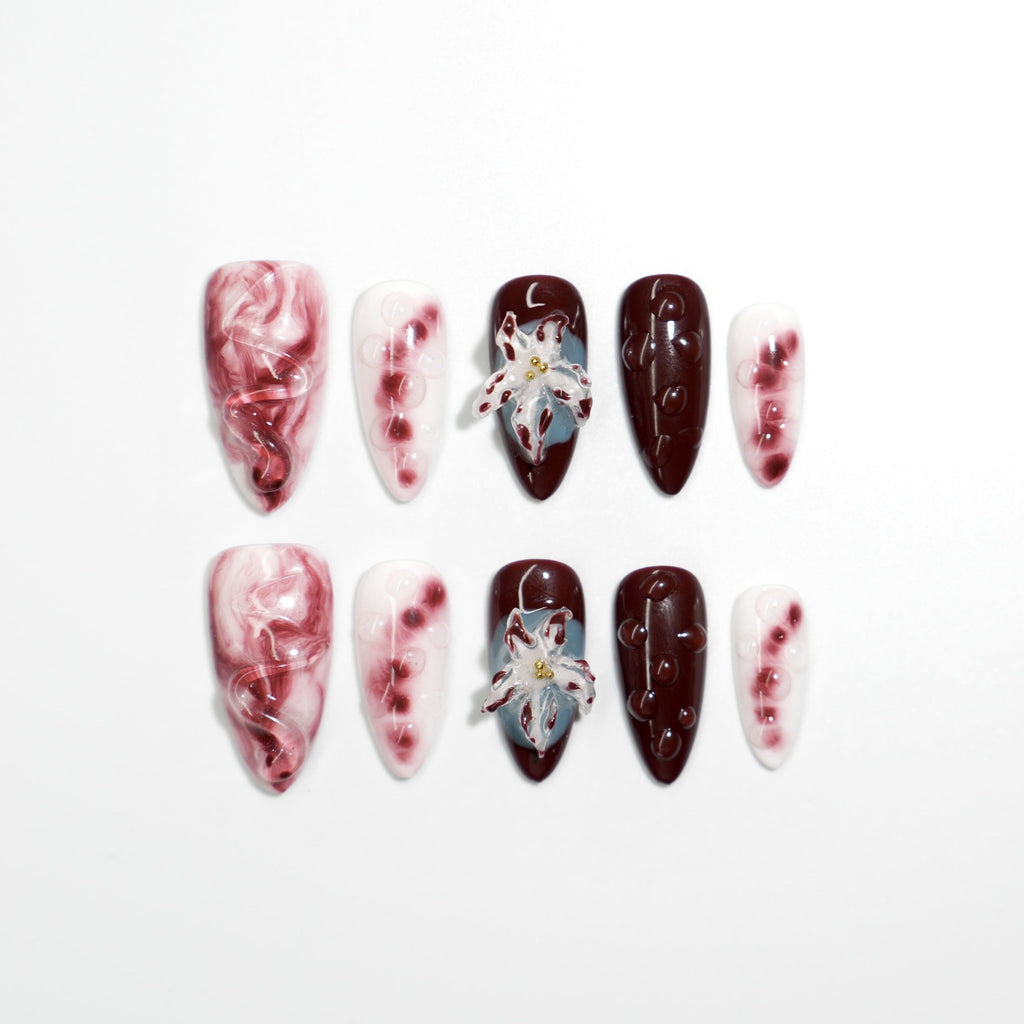 NailPopz BERRY VEIL - Handmade 3D Press-On Nails | Durable, Reusable, and Salon-Grade Finish