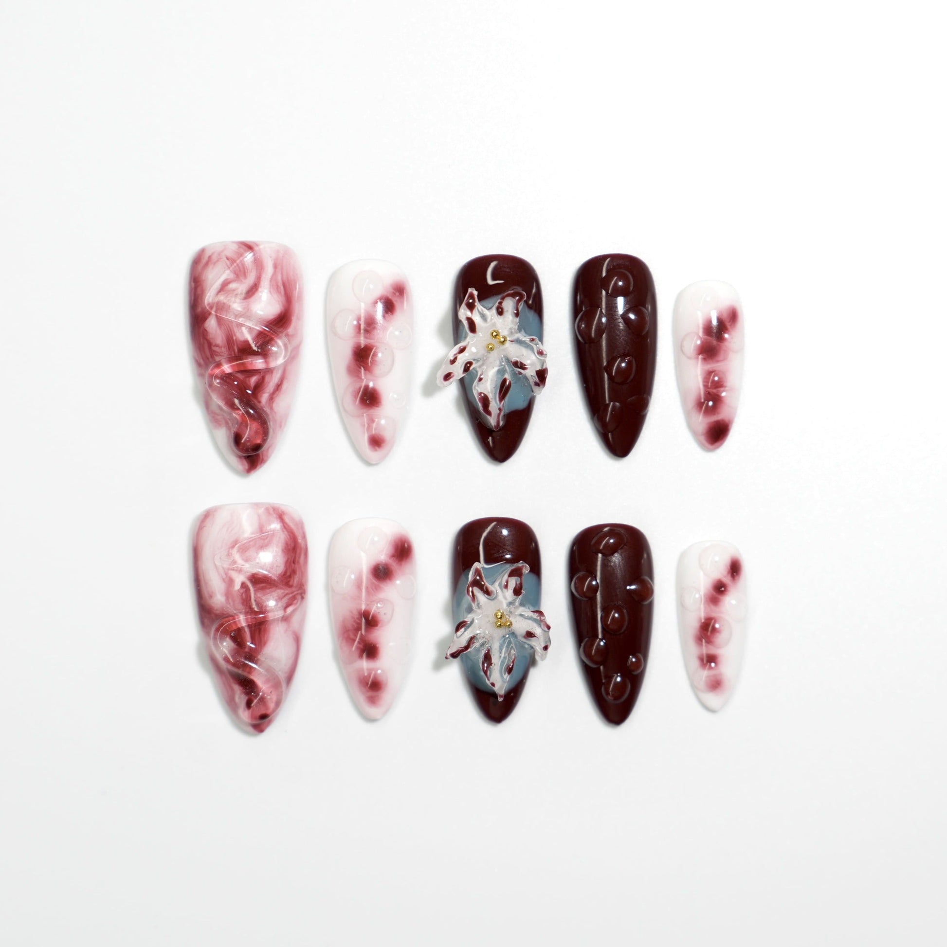 NailPopz BERRY VEIL - Handmade 3D Press-On Nails | Durable, Reusable, and Salon-Grade Finish