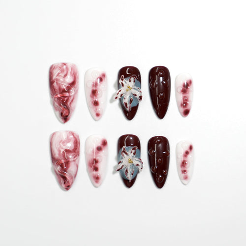 NailPopz BERRY VEIL - Handmade 3D Press-On Nails | Durable, Reusable, and Salon-Grade Finish