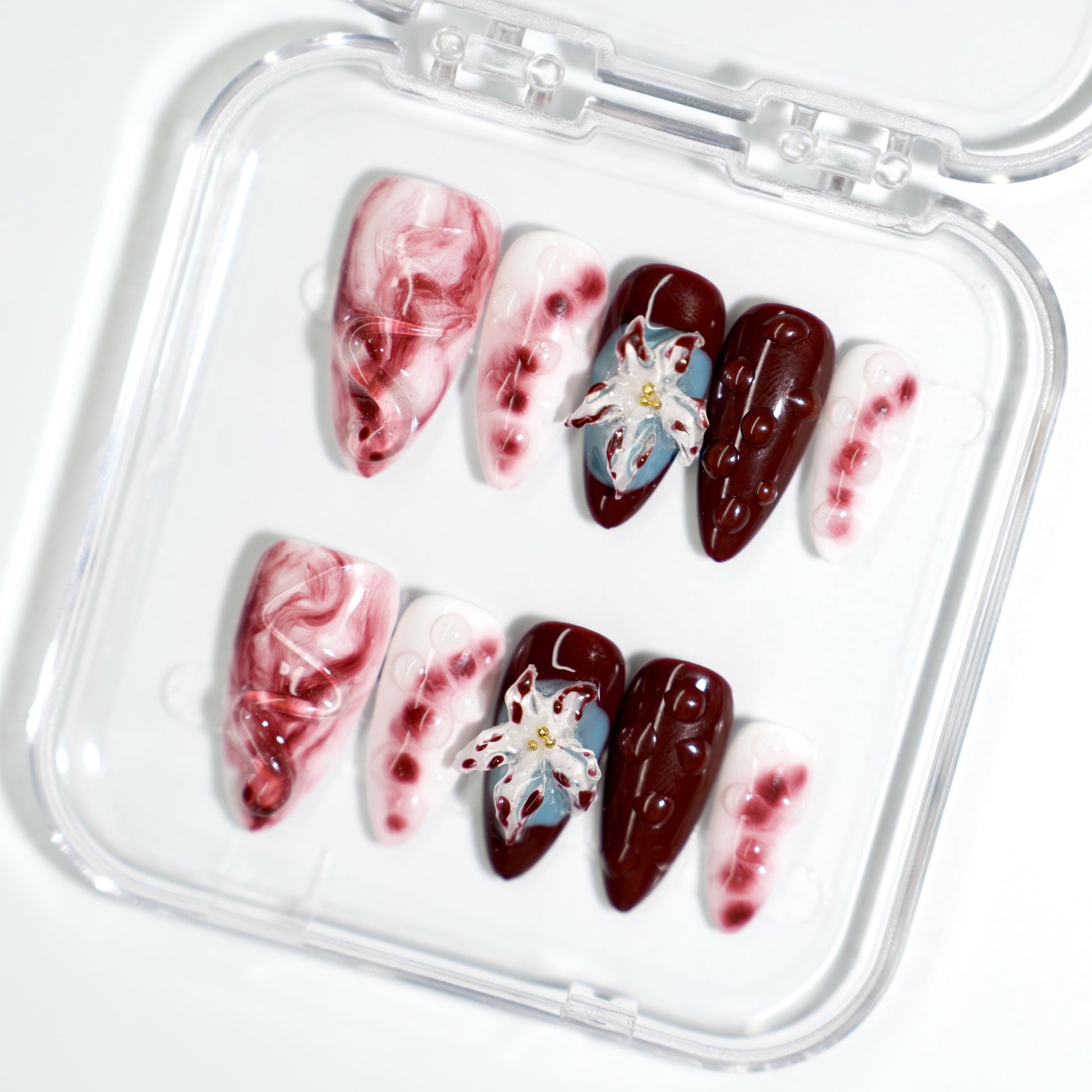 NailPopz BERRY VEIL - Handmade 3D Press-On Nails | Durable, Reusable, and Salon-Grade Finish