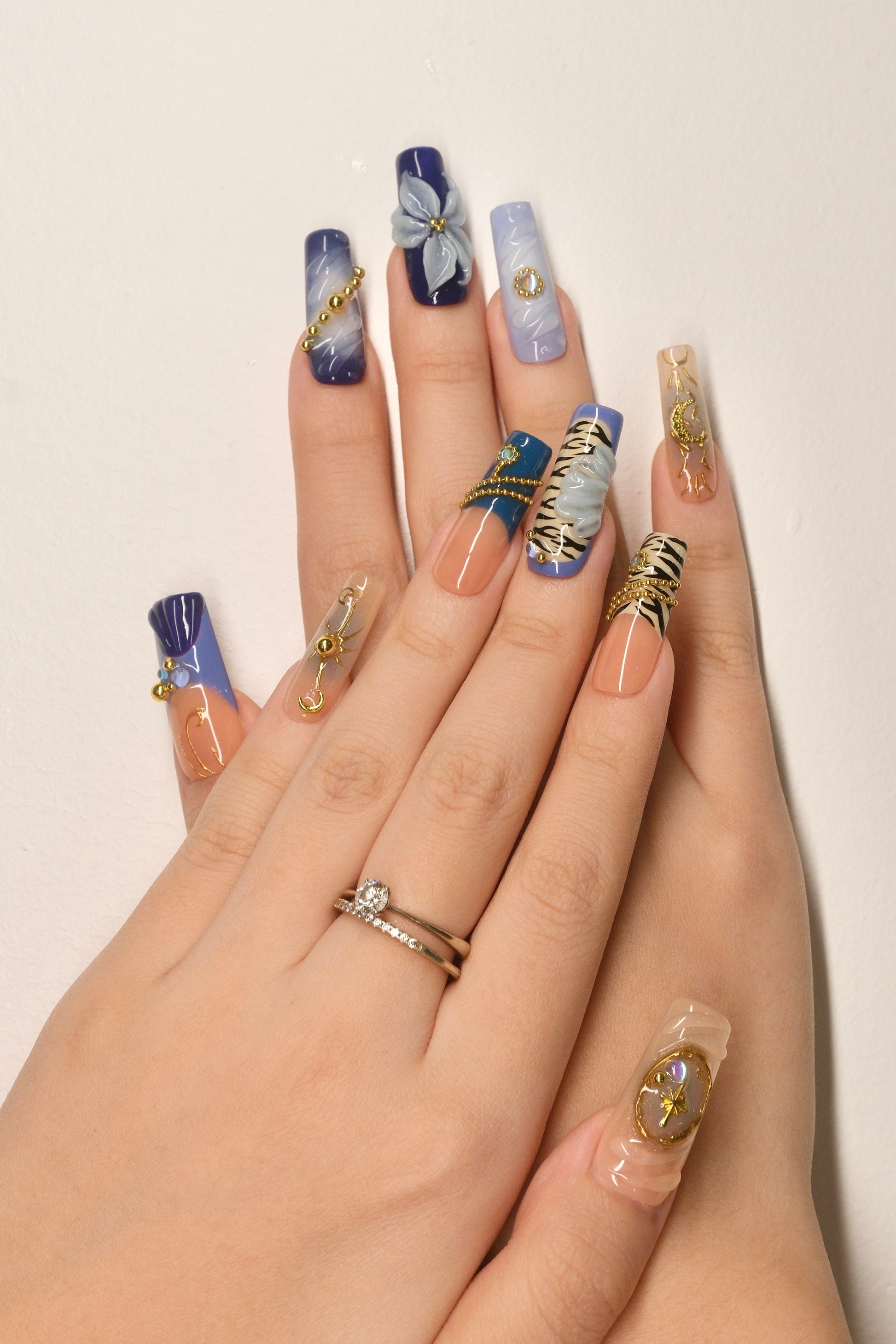 NailPopz MIDNIGHT SONATA - Handmade 3D Press-On Nails | Durable, Reusable, and Salon-Grade Finish