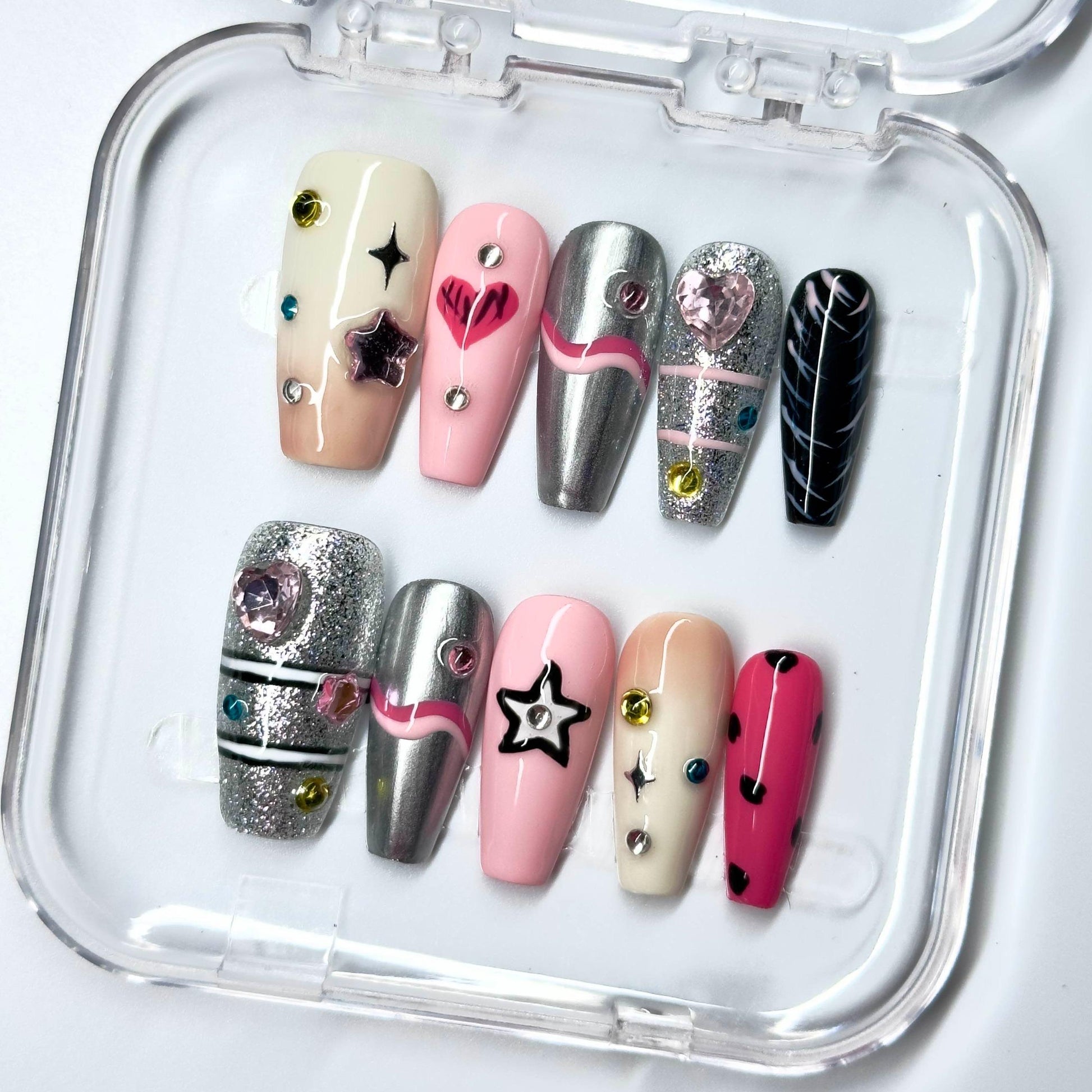 NailPopz STARPOP LAND - Handmade 3D Press-On Nails | Durable, Reusable, and Salon-Grade Finish